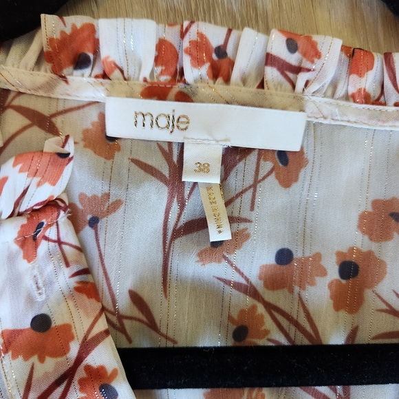 Maje Long Sleeve Flower Print Dress - Picture 5 of 6